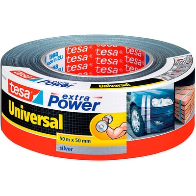 tesa Extra Power Universal textilná Lepiaca páska 50 m x 50 mm strieborná