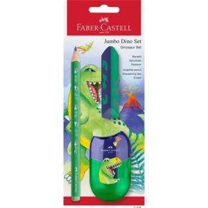 Faber-Castell Комплект триъгълни графитни моливи Jumbo Dinosaur HB FC111529 (FC111529)