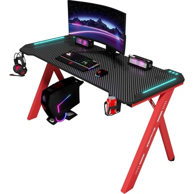 Геймърско бюро No brand D2107, 4 в 1, RGB, Черен - 74007 (74007)