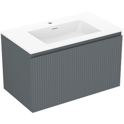 Mexen Rivel шкаф за баня 80 см с мивка Otis, 1 чекмедже, оребрен, графит мат/бяло мат - 91A20-08047-1-BF66-W18M01 (91A20-08047-1-BF66-W18M01)