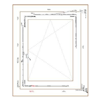 MACO celoobvodové kování pro jedno-křídlo PVC 450-750 mm x 1200-1850 mm Dorn 15 mm vpravo