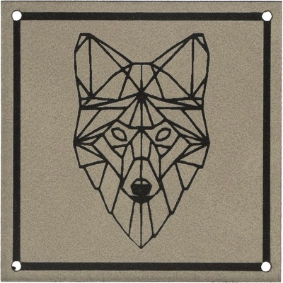 Kožený štítok Vlk svetlo hnedý 4,3 x 4,3 cm
