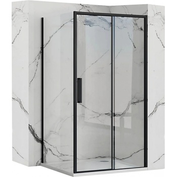 Rea Rapid Slide sprchový kout s posuvnými dveřmi 120(dveře) x 90(stěna), čiré sklo, černý profil, KPL-09860