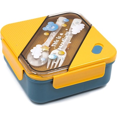 Кутия за храна детска с прибори квадратна (1220-1)