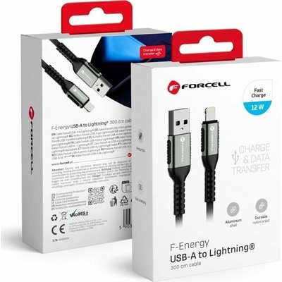 Forcell C257 USB-A na Lightning (2,4A 12W), 3m, černý