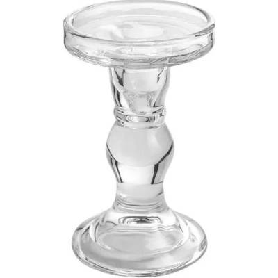 Svícen DUAL d9x14cm čirý/sklo/strojní