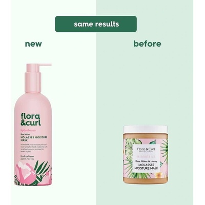 Flora & Curl Овлажняваща маска Flora&Curl Rose Water Molasses Moisture Mask, 300мл