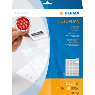 HERMA Fotophan zakládací obal na 20 ks diapozitivů, 5x5 cm / 1,3 mm , polypropylen čirý (24,3x29,7 cm), 10 listů