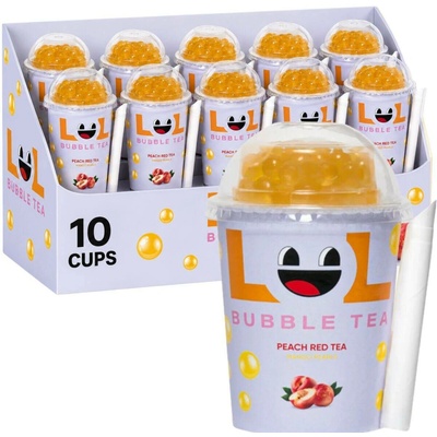 LOL Bubble Tea broskvový čaj s mangovými kuličkami 10 x 275 ml