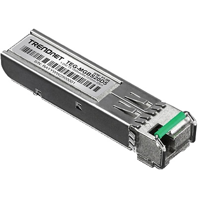 TRENDnet SFP модул с двойна дължина на вълната, едномодов симплекс LC, 1.25G, RX: 1310nm/TX: 1550nm, 20Km - TRENDnet TEG-MGBS20D5 (TEG-MGBS20D5)