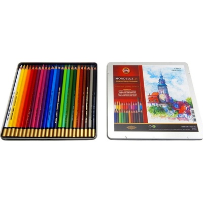 Koh i Noor Mondeluz 3724 24 akvarelové pastelky Český Krumlov v plech pouzdře 24 ks