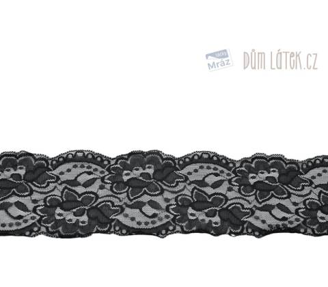 Elastická čipka čierna, 100 mm