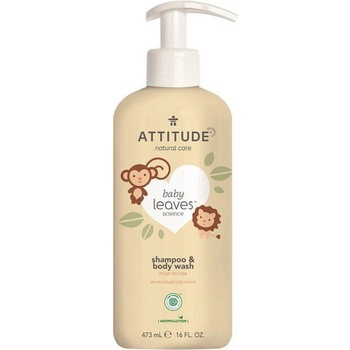 ATTITUDE Bio Spectra dětské tělové mýdlo a šampon (2 v 1) baby leaves s vůní hruškové šťávy 473 ml