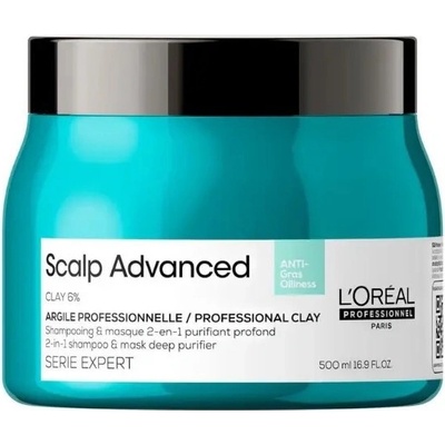 L´Oréal Scalp Advanced Anti Oiliness 2in1 Purifier Clay maska 2v1 na mastné vlasy 500 ml