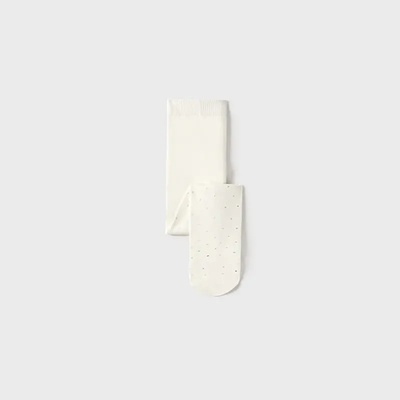 Mayoral Чорапогащник за бебе момиче в мръсно бял цвят със златисти точки Майорал