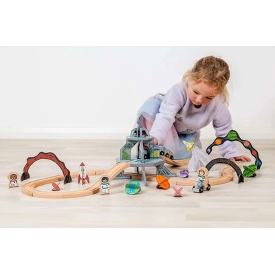 Bigjigs Rail Drevená vesmírna vláčikodráha