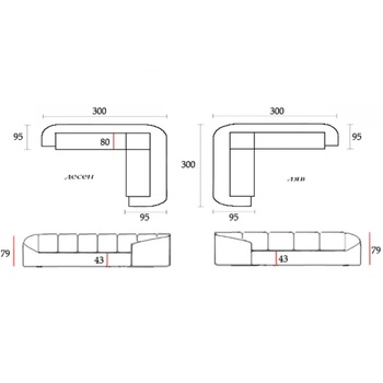 Image 1 of Kambo Ъглов диван Модена, лъскаво сиво, Monolith