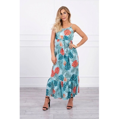 Kesi Dress with a leaf motif mint hnedá tyrkysová kaki