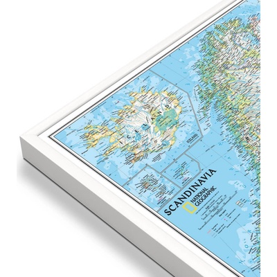 National Geographic Skandinávie a Island - nástěnná mapa Classic 60 x 75 cm Varianta: mapa v hliníkovém rámu, Provedení: bílý rám