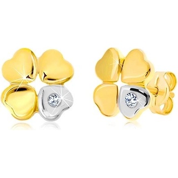 Šperky Eshop Diamantové ze zlata čtyřlístek pro štěstí srdíčko s briliantem BT504.19