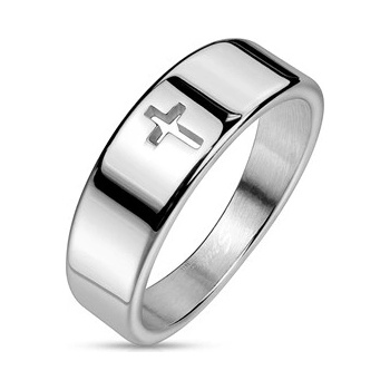 Spikes USA ocelový prsten latinský kříž OPR0114