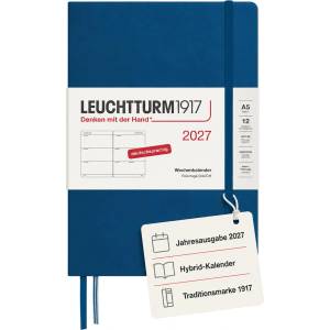 Leuchtturm1917 Weekly Calendar 2027 Medium (A5) - German, Indigo, Hardcover, 145 x 210 mm, 12 months - January-December 2027, 1 week per double page, 80 g/m2 paper with high ink compatibility - 400107 (400107)