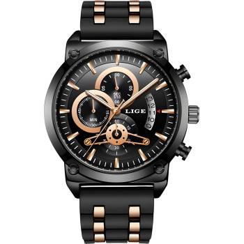 LIGE Часовник lige tr-23705 - Черен / Злато Розово kp23705 (tr-23705)