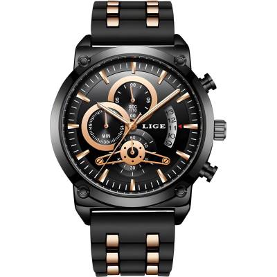 LIGE Часовник lige tr-23705 - Черен / Злато Розово kp23705 (tr-23705)