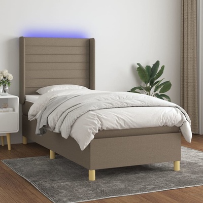 vidaXL Box spring postel s matrací a LED 3138928 textil taupe