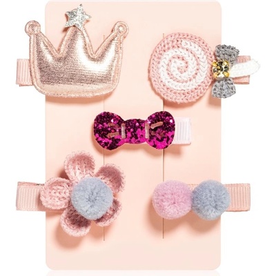 BrushArt KIDS Little princess hair clip set sponky do vlasov Pink 5 ks