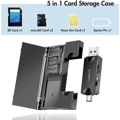 LogiLink Cardreader USB3A/C, SD/MicroSD, Case (CR0049)