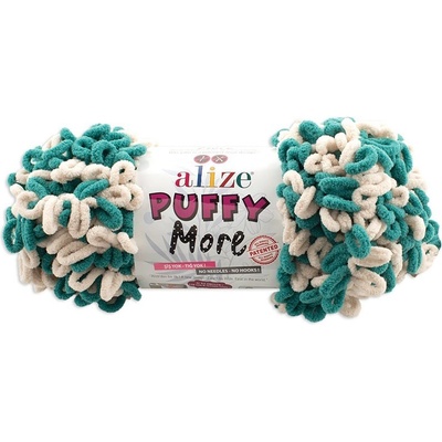 Alize příze Puffy More 6542 lesní zelená a cappuccino
