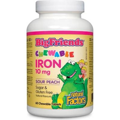Natural Factors Big Friends Iron, 10 mg, 60 дъвчащи таблетки, Natural Factors (1639 NF)