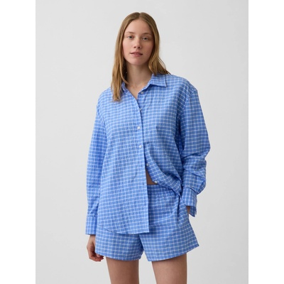 GAP oversize košeľa Seersucker Plaid Modrá