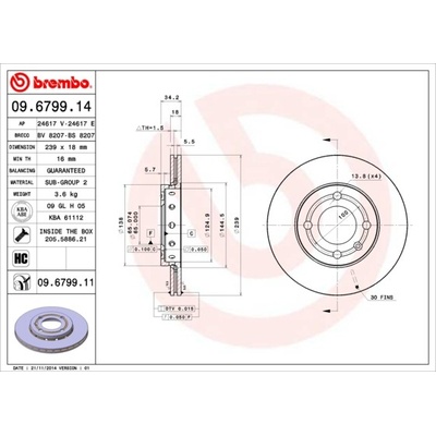 BREMBO Brzdový kotúč 09679911