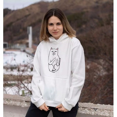 Bullshirt.sk Dámska mikina Funny Cat biela