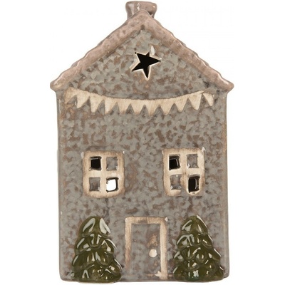 Modrý keramický domek na čajovou svíčku Lamont - 10*8*15 cm - Clayre & Eef