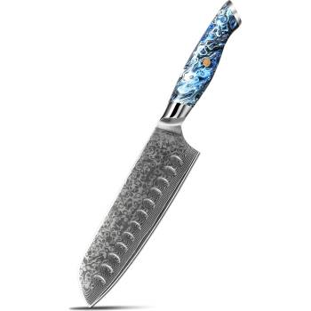 HARAHU Дамаски кухненски нож AK-37331 - Santoku / Син KP37331 (AK-37331)