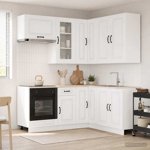 vidaXL Кухненски единица KALMAR 8 бр. Бял гланц Инженерна дървесина (3438375)