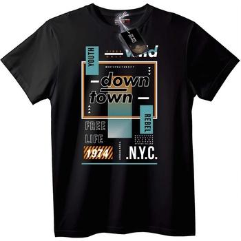 NOONEBRAND Тениска Downtown NYC 1974 - L, Black