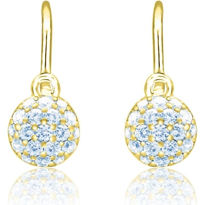 Duppi detské náušnice okrúhle DU 70414 zo žltého zlata s kamienkami svetlo modrými zapínanie brizúra