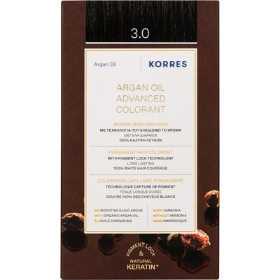 KORRES Боя за коса с арганово масло, 3.0 Тъмнокестеняво