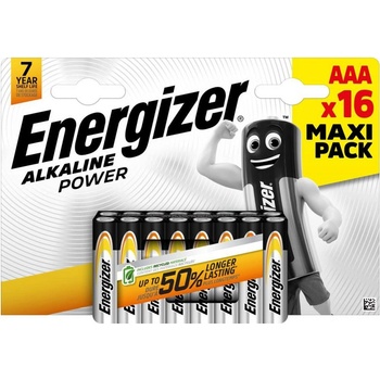Energizer Батерии алкални Energizer Alkaline Power, AAA, LR03, 1.5V, 16бр. в опаковка