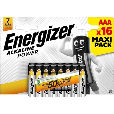 Energizer Батерии алкални Energizer Alkaline Power, AAA, LR03, 1.5V, 16бр. в опаковка