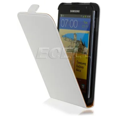 Samsung Galaxy Note i9220 Flip2 Кожен Калъф Бял + Протектор