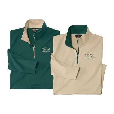 Atlas For Men sada 2 mikín s golierom na zips Outdoor zelená