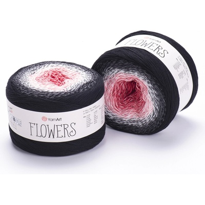Yarn Art příze Flowers 260 červená, růžová, šedá, černá
