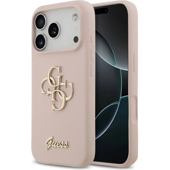 GUESS Силиконов калъф Guess Big 4G Script за iPhone 17 Pro - розов