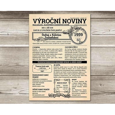 Noviny k výročí svatby 1959 - jednostranné
