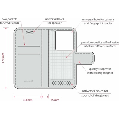 SWISSTEN LIBRO UNI BOOK II XXL ČERVENÁ 170 x 83 mm